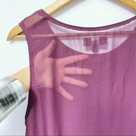 Mossimo Plum Chiffon Lace Sheer Blouse Tank - Picture 6 of 8